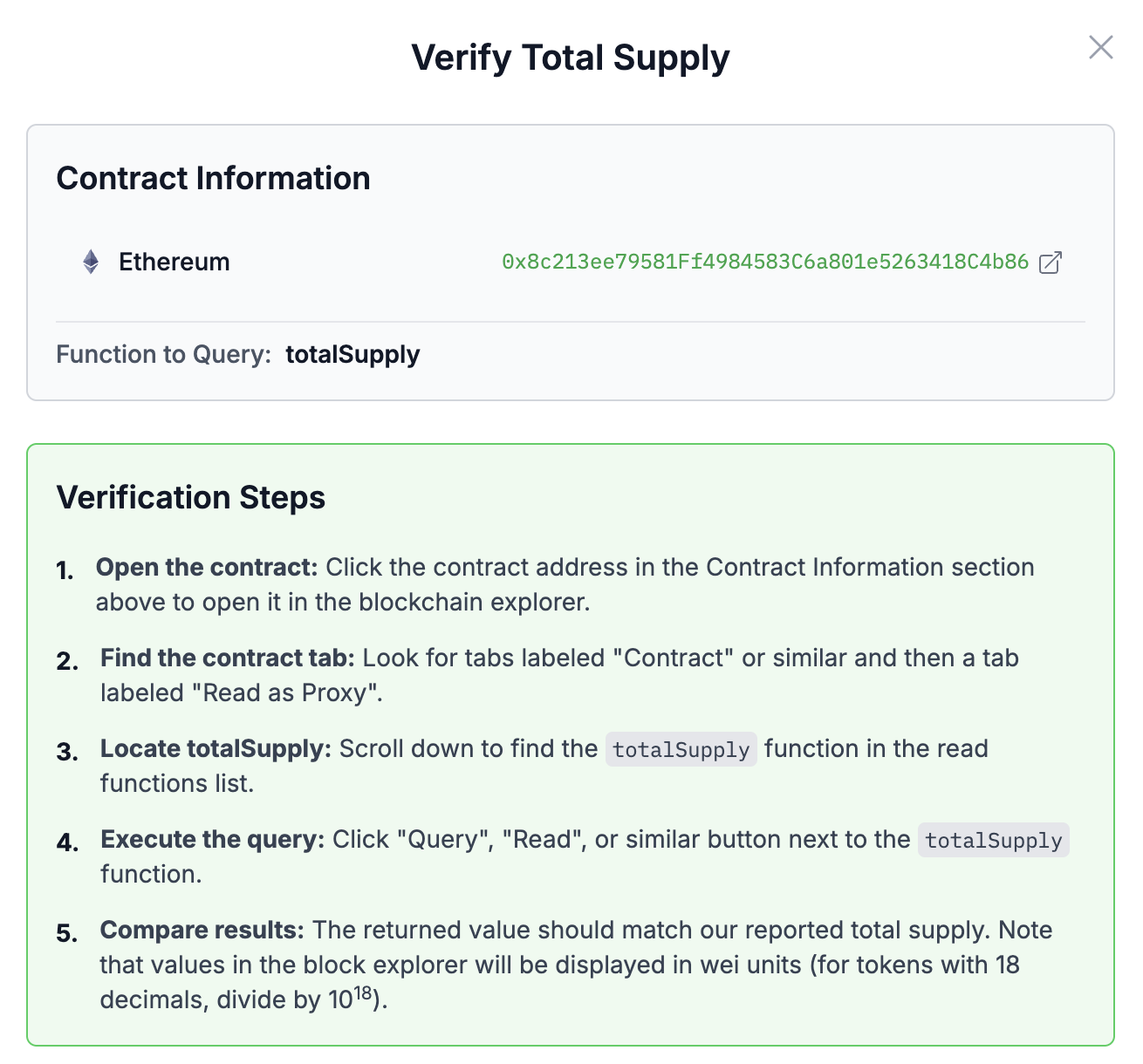 Verify Total Supply